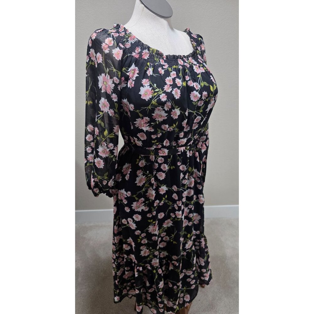 Off-The-Shoulder Floral Maxi Dress With Smocked Neckline & Belted Waist